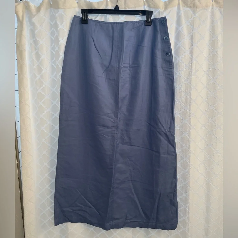 NWT linen cotton blend blue skirt maxi long - Picture 1 of 5